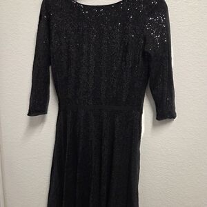 Sophisticated Black Sequin Long Sleeve Dress